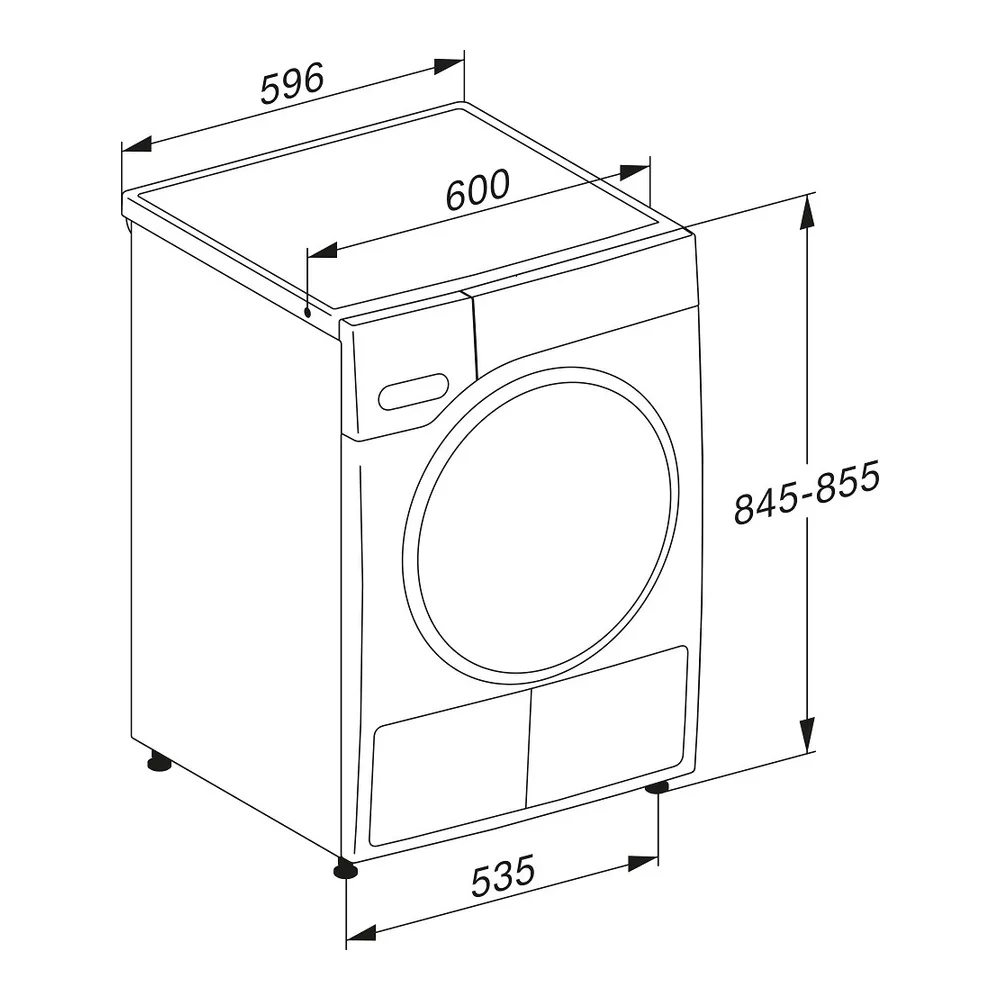 Схема встраивания Сушильная машина Miele TWC640WP White Edition