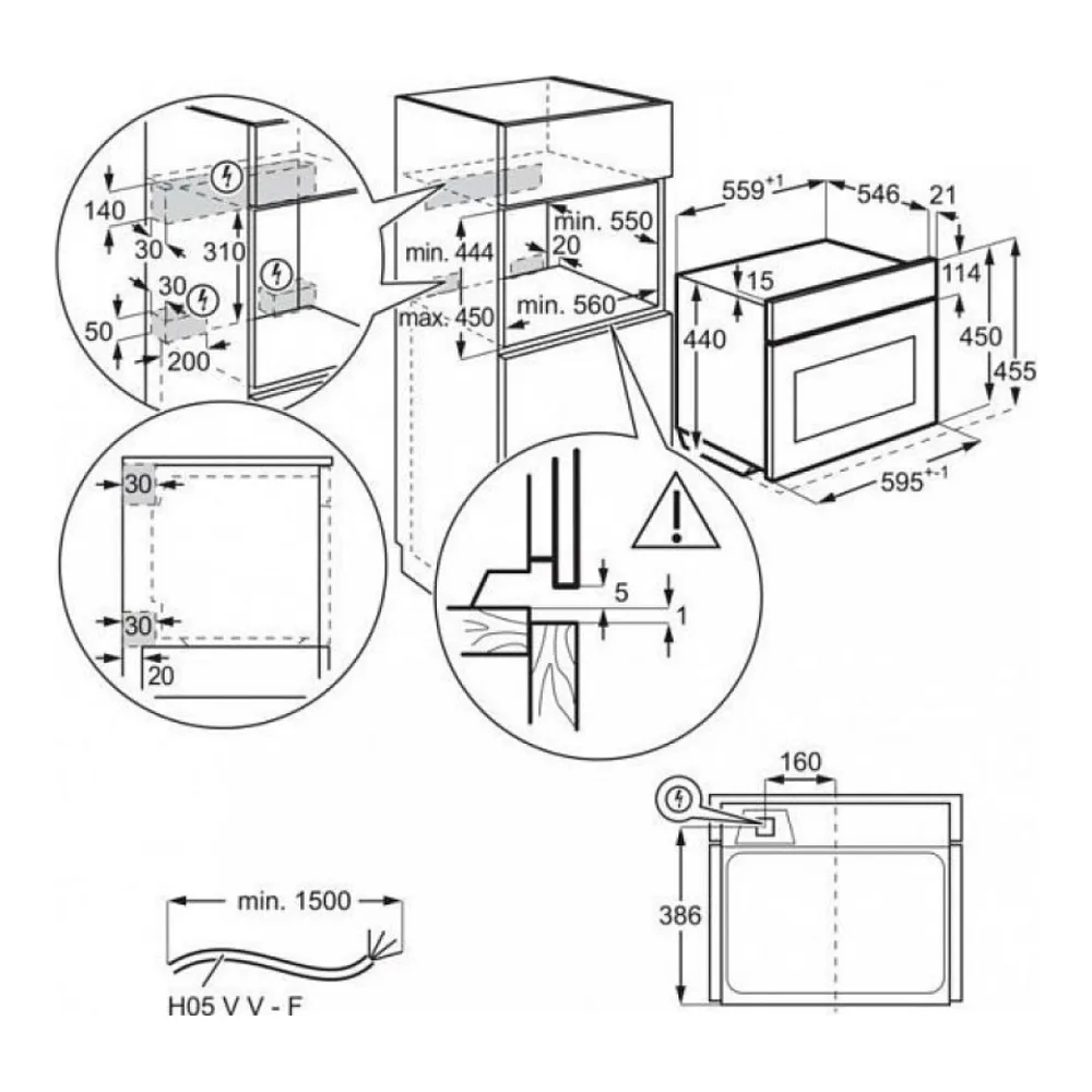 Схема встраивания Микроволновая печь AEG KMK725880B