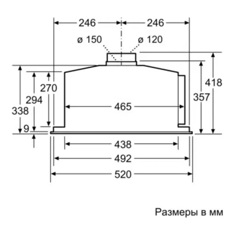 Схема встраивания Встраиваемая вытяжка Neff D55ML66N1