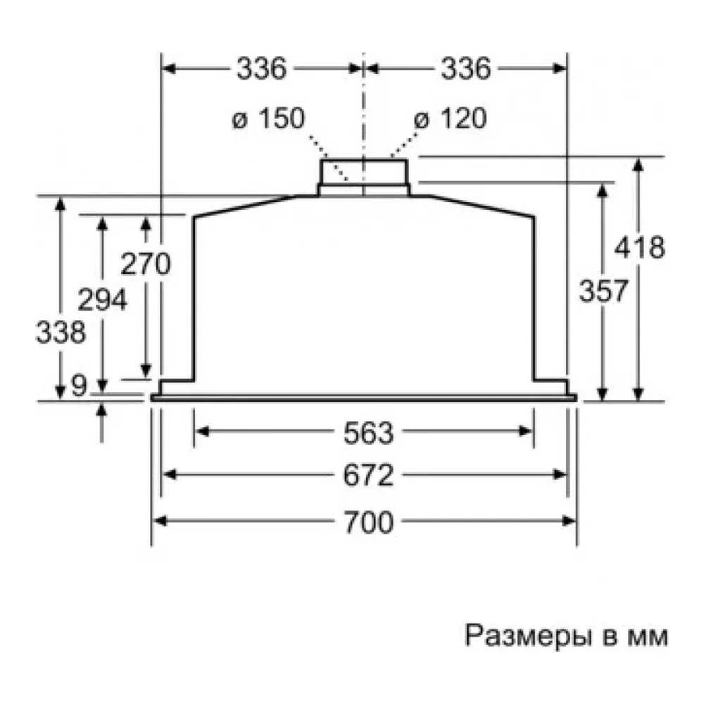 Схема встраивания Встраиваемая вытяжка Neff D57ML66N1