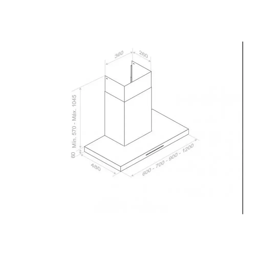 Схема встраивания Настенная вытяжка Pando P-825/60 INOX V.850 SEC