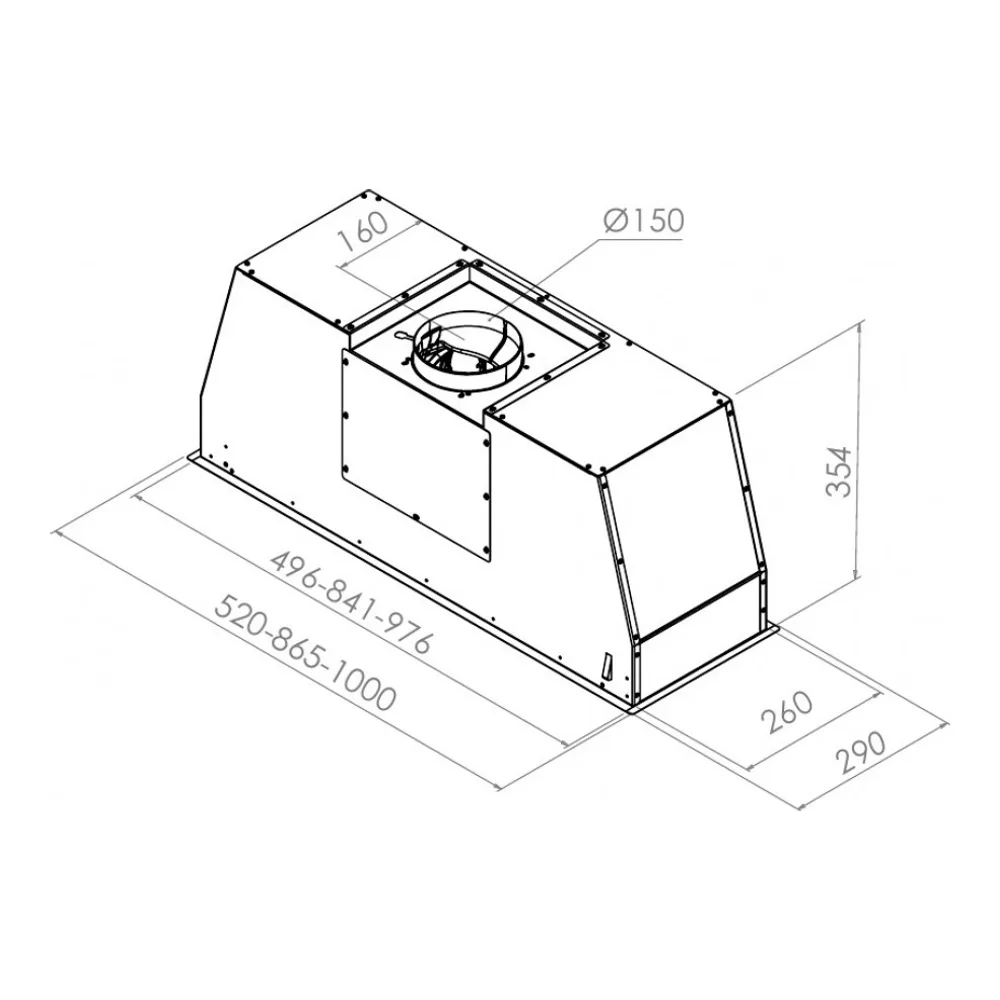 Схема встраивания Вытяжка Pando PRO/52 INOX V. 830