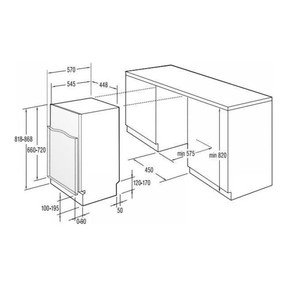 Схема встраивания Посудомоечная машина GORENJE GV 52250