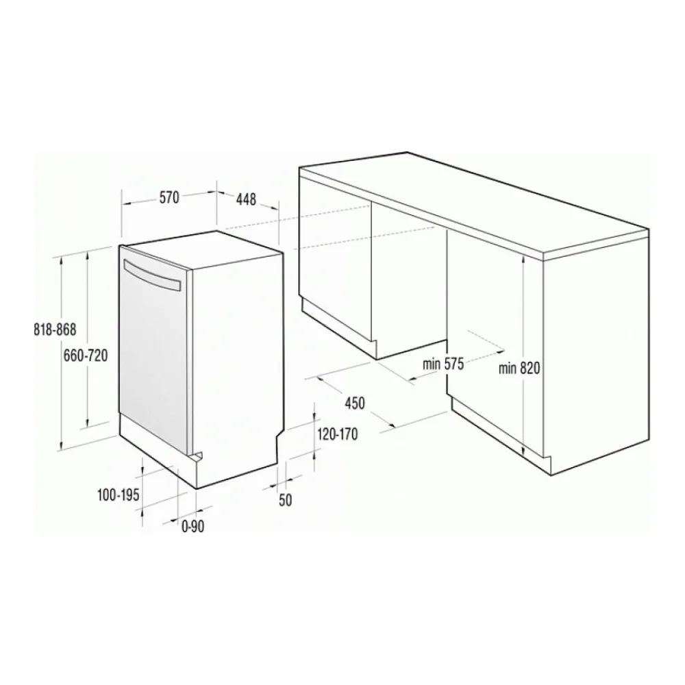 Схема встраивания Посудомоечная машина GORENJE GV 53321