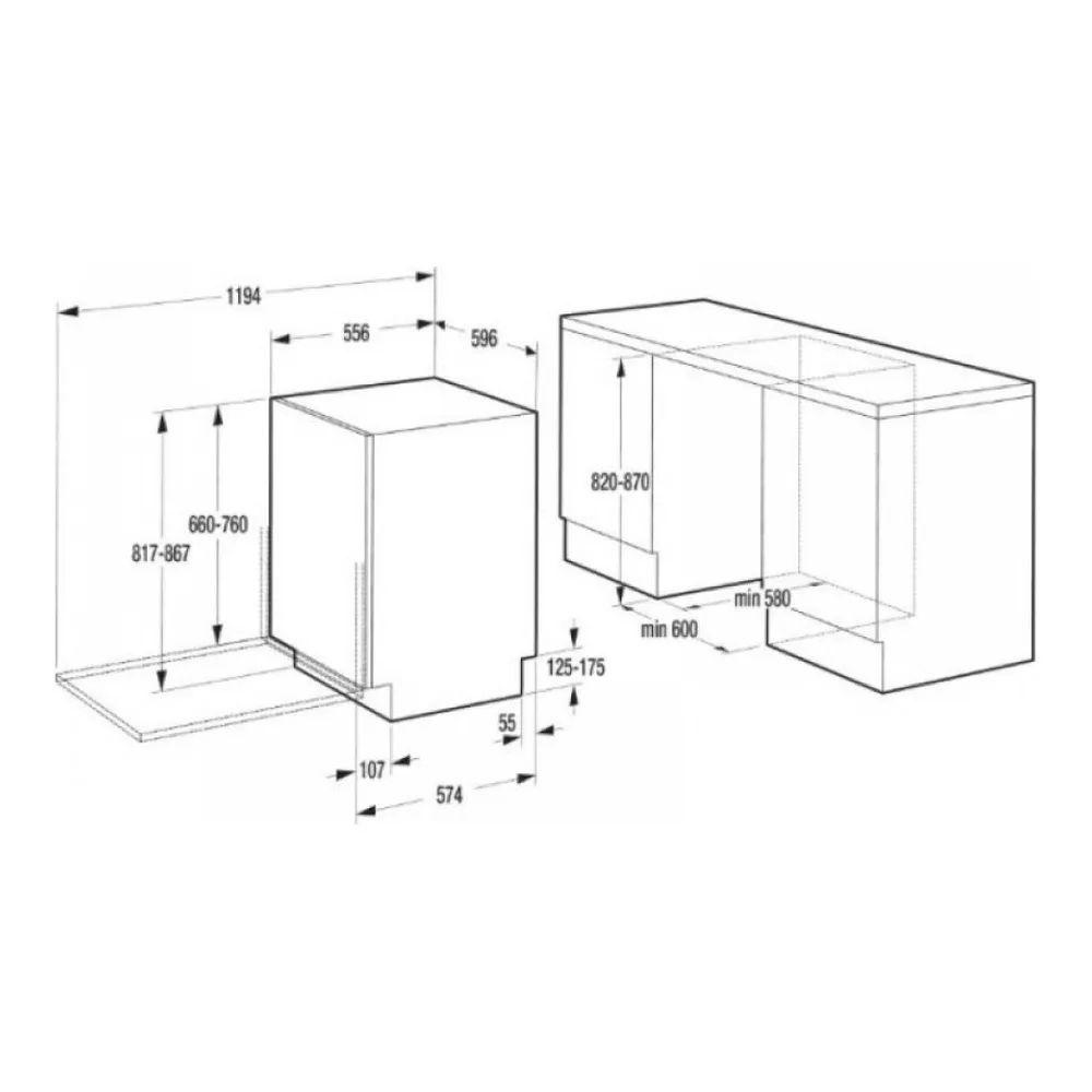 Схема встраивания Посудомоечная машина GORENJE GV 63160