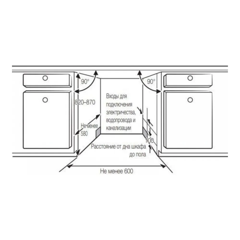 Схема встраивания Посудомоечная машина SAMSUNG DW60M6050BB/WT