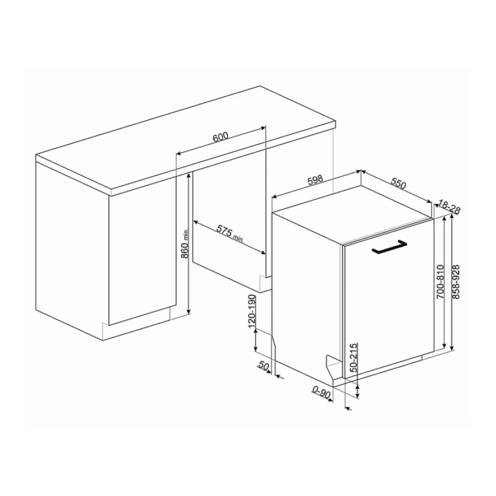 Схема встраивания Посудомоечная машина SMEG STL66337L