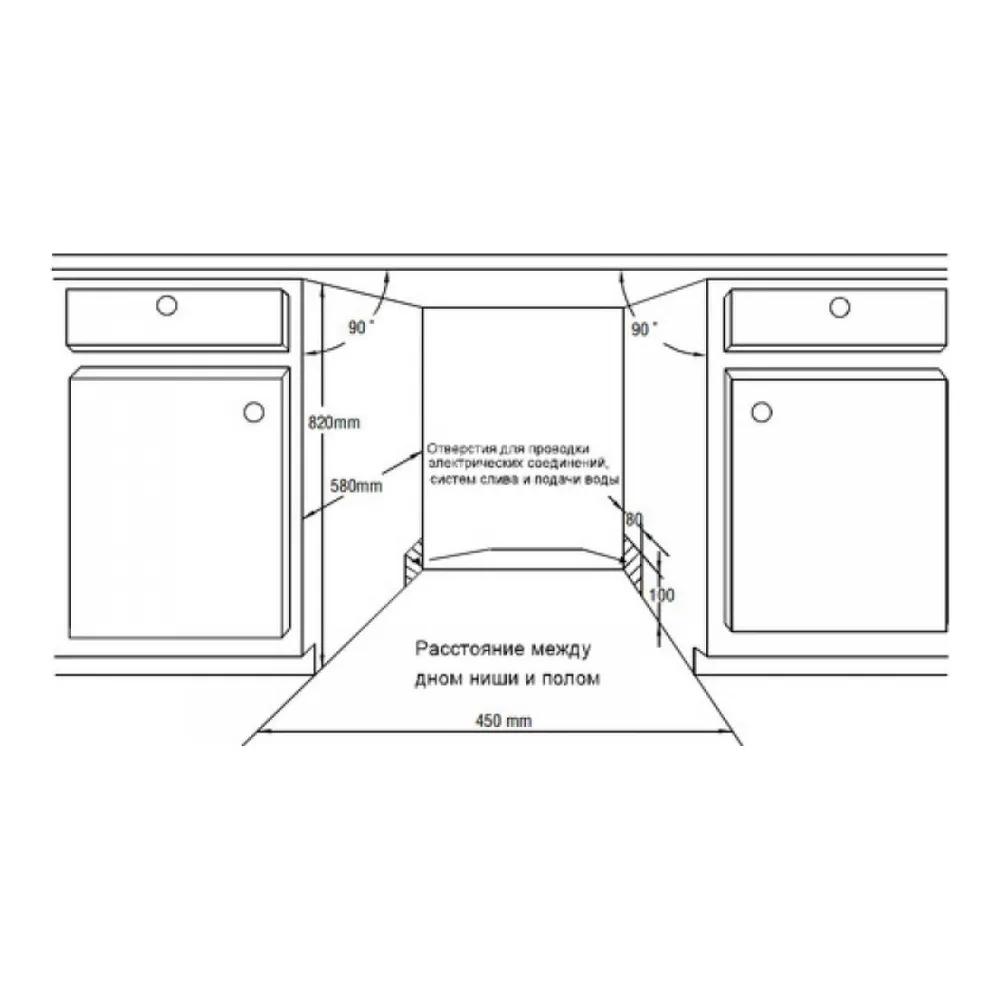 Схема встраивания Посудомоечная машина WHIRLPOOL ADG 155