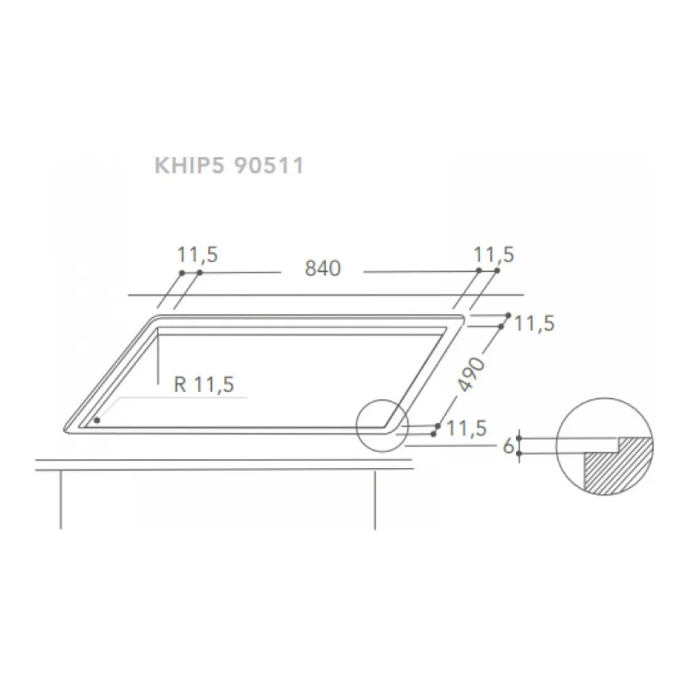 Схема встраивания Варочная панель KITCHENAID KHIP5 90511