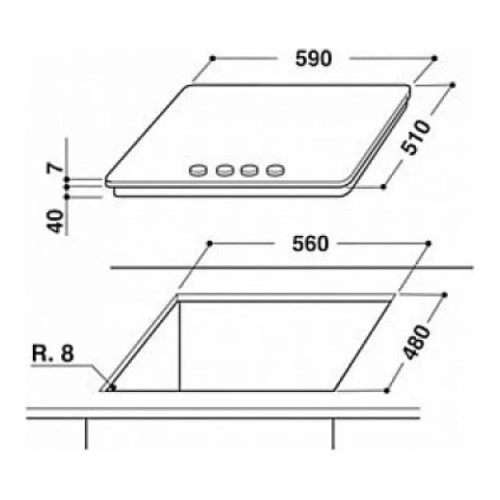 Схема встраивания Варочная панель KITCHENAID KHMP5 77510