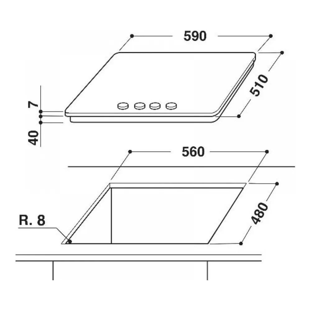 Схема встраивания Варочная панель WHIRLPOOL GMA 6411 IX