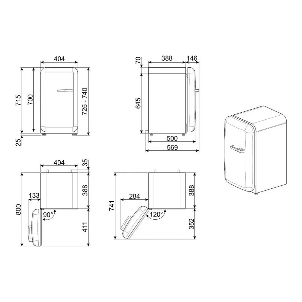 Схема встраивания Холодильник Smeg FAB5LDUJ5