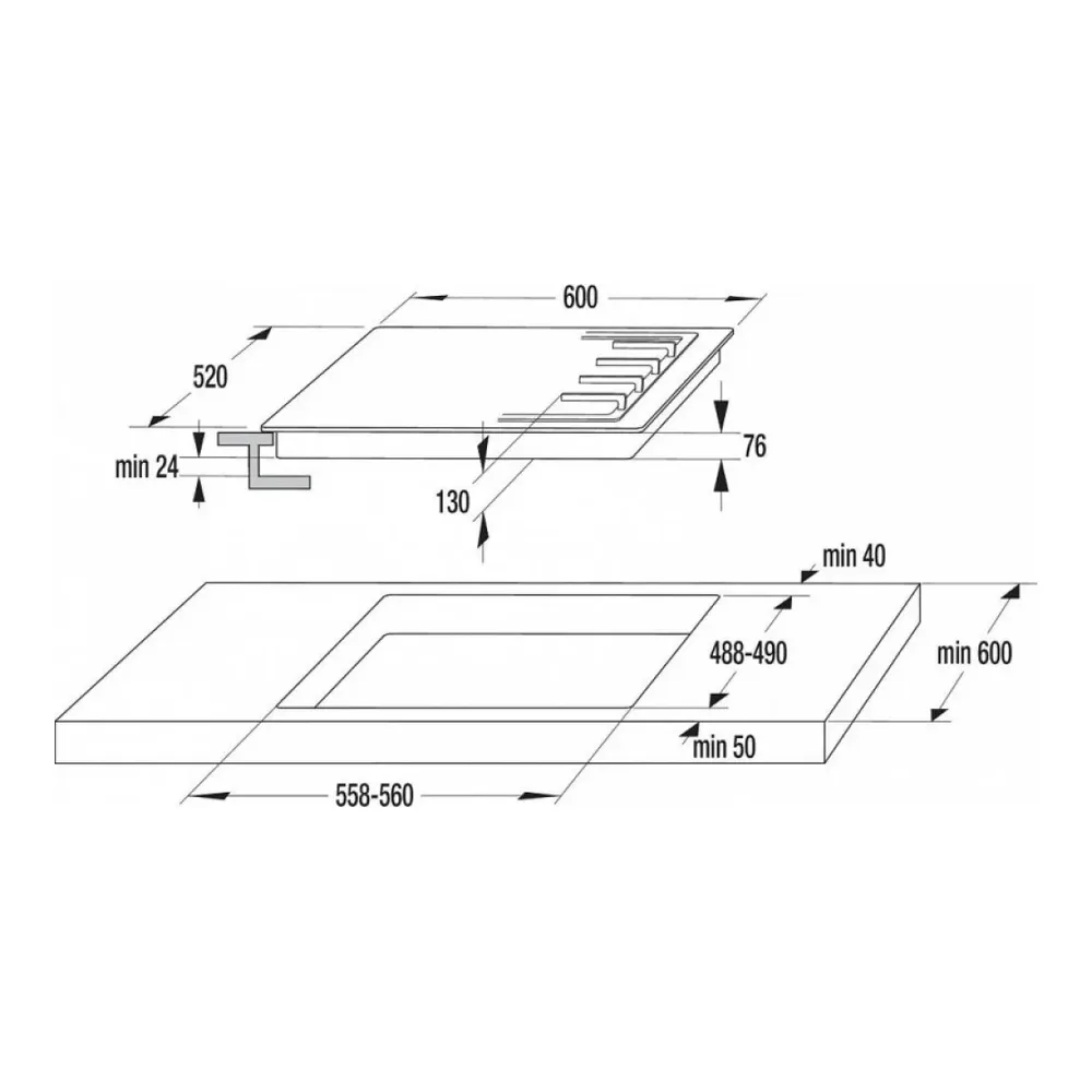 Схема встраивания Варочная панель GORENJE G641ZAX