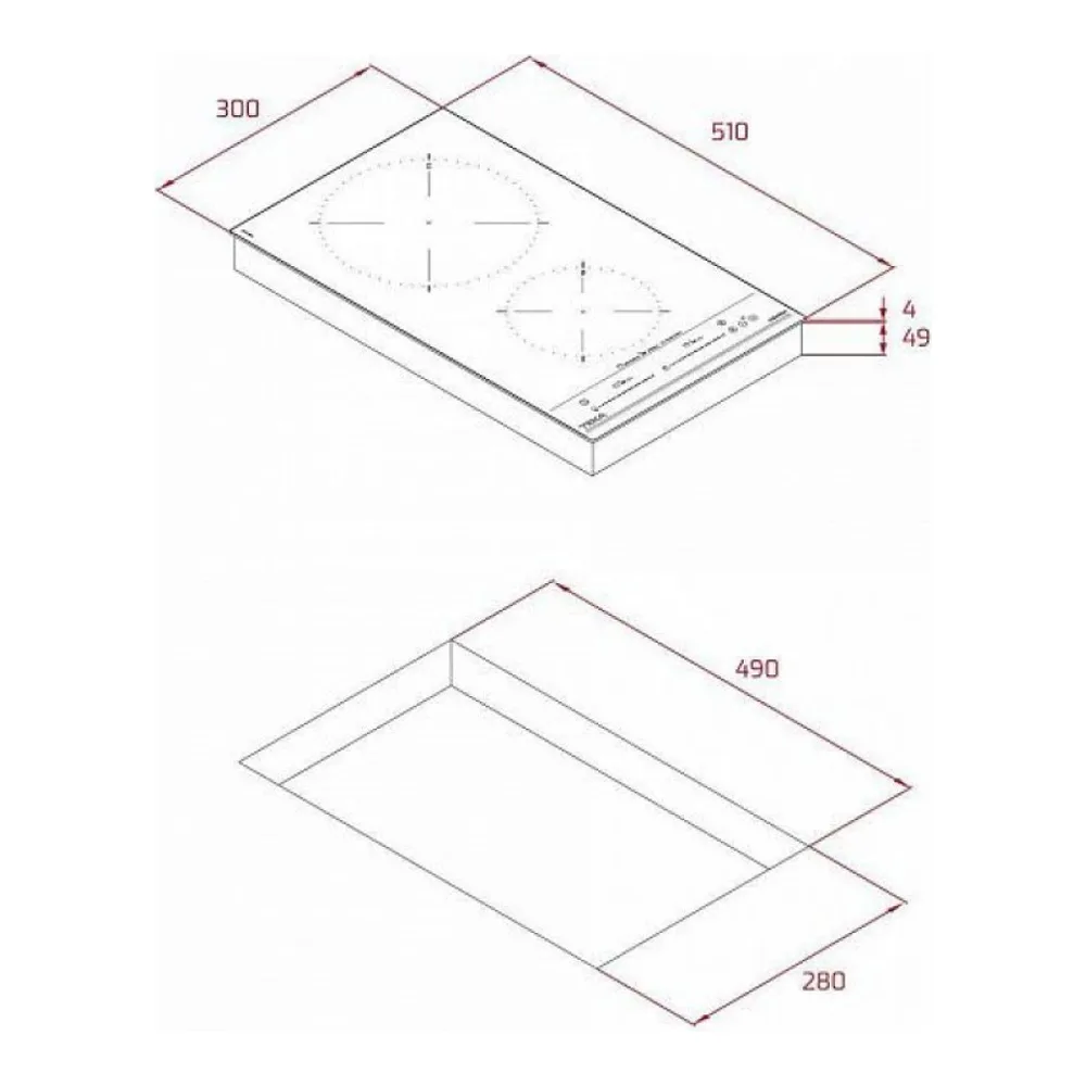 Схема встраивания Варочная панель TEKA IZC 32310 MSP BLACK