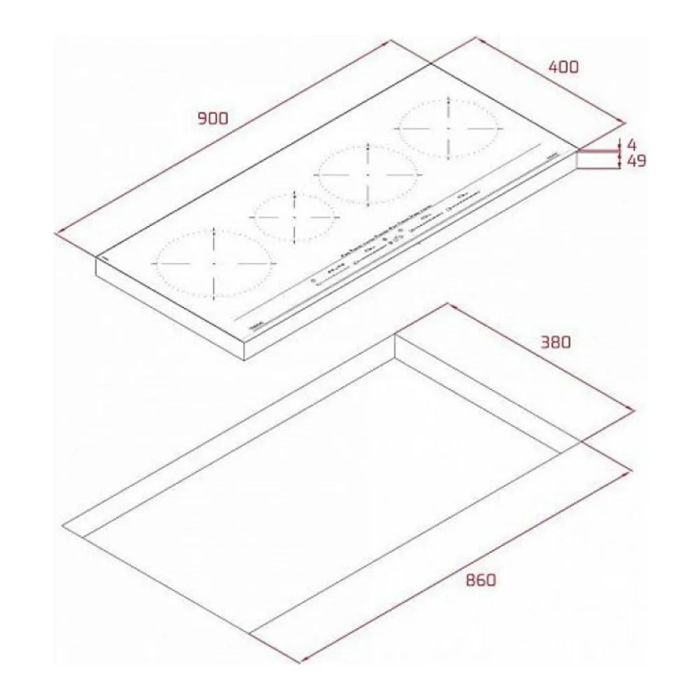 Схема встраивания Варочная панель TEKA IZC 94620 MST BLACK
