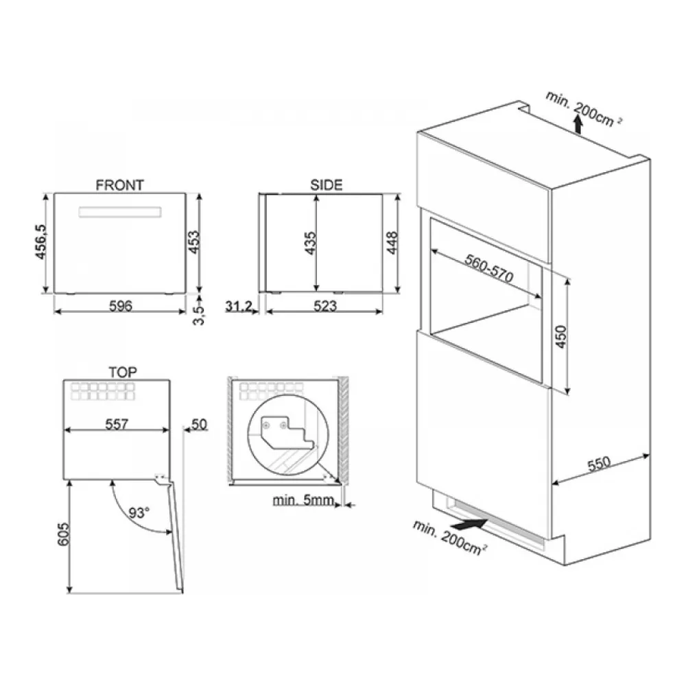 Схема встраивания Винный шкаф SMEG CVI618RWNX2
