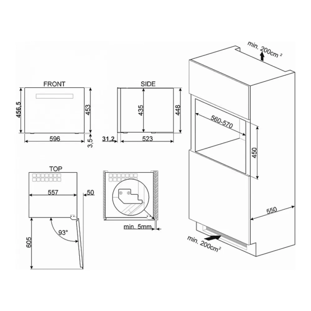 Схема встраивания Винный шкаф SMEG CVI621LWNR3