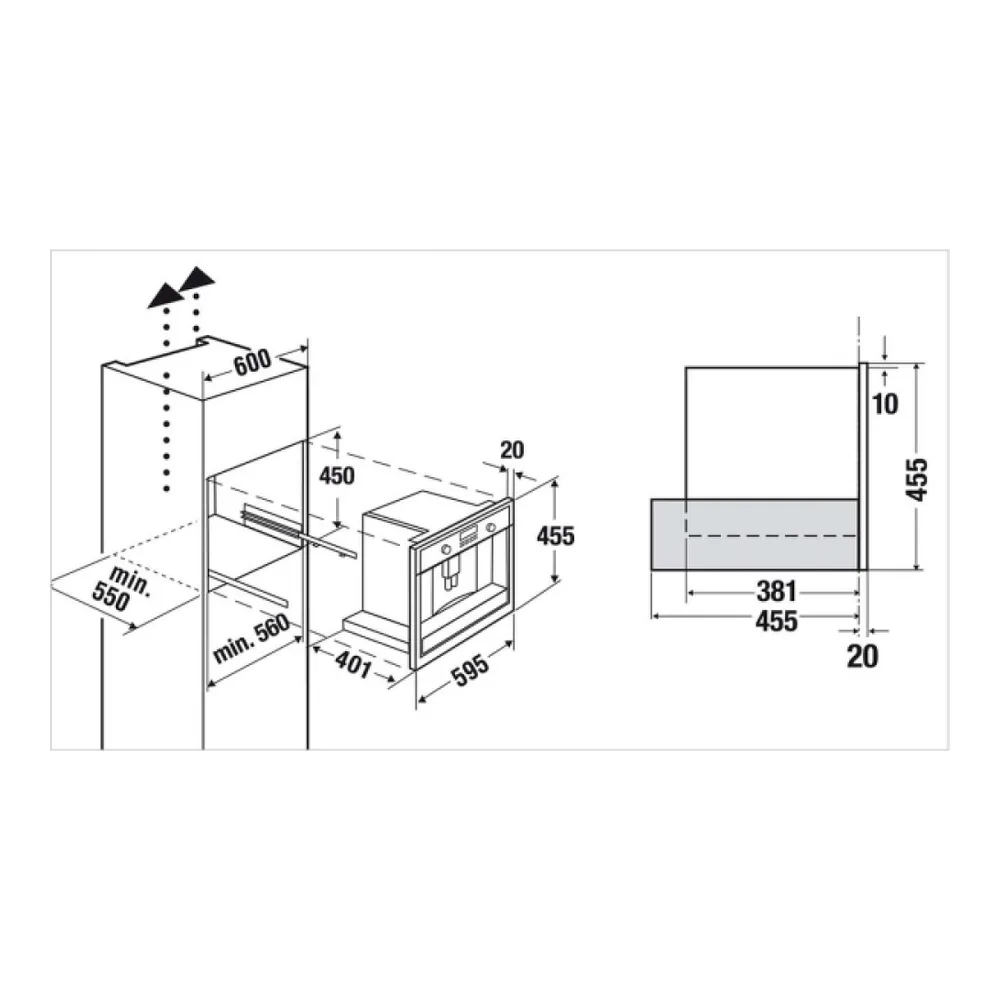 Схема встраивания Встраиваемая кофемашина Kuppersbusch CKV 6550.0 W1 Stainless steel