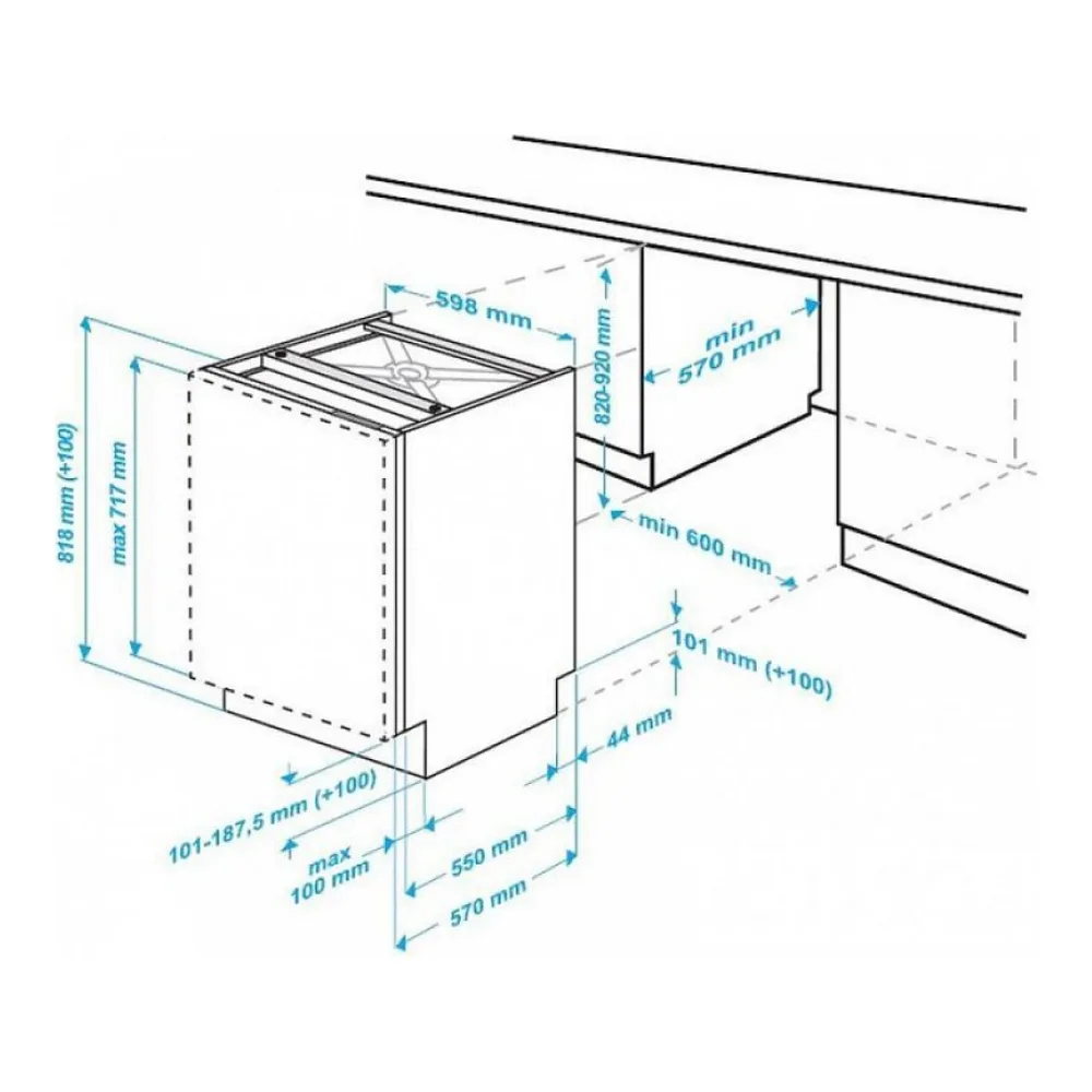 Схема встраивания Встраиваемая посудомоечная машина BEKO DIN 26220